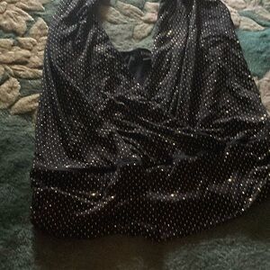 bebe Black and Gold Dotted Top